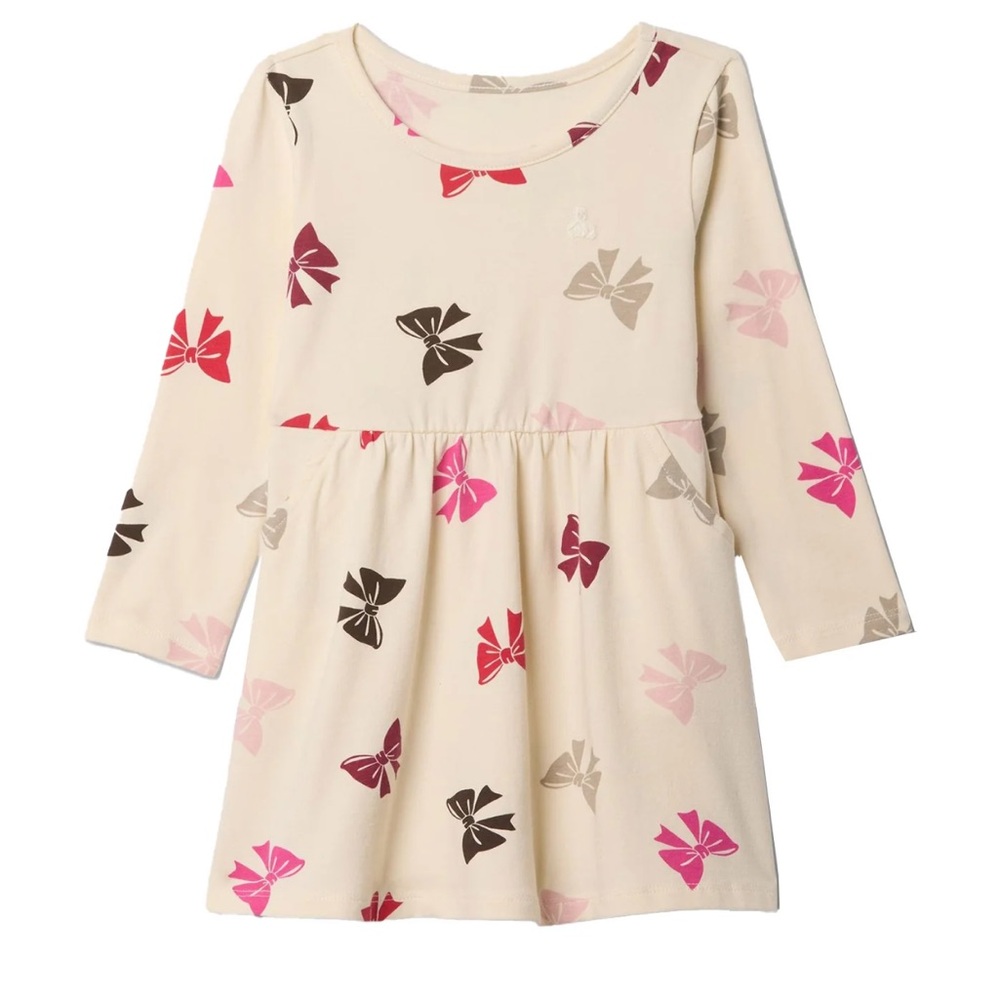 Baby Gap  skater cotton dress with multi colored bow motifs